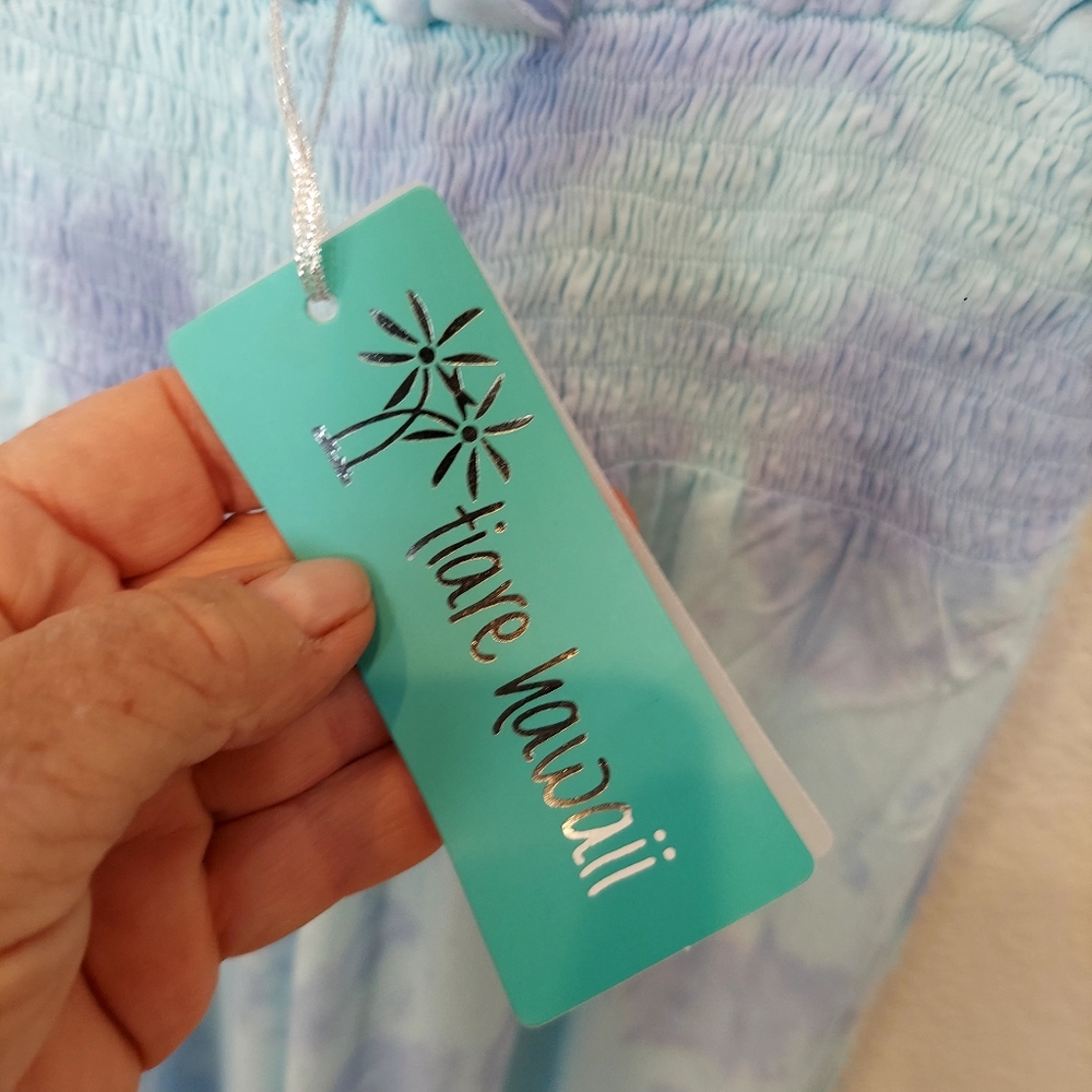 NWT Tiare Hawaii V Neck Blue & Lavender Tie Dye Beach Cover up Size 6 - Picture 12 of 17